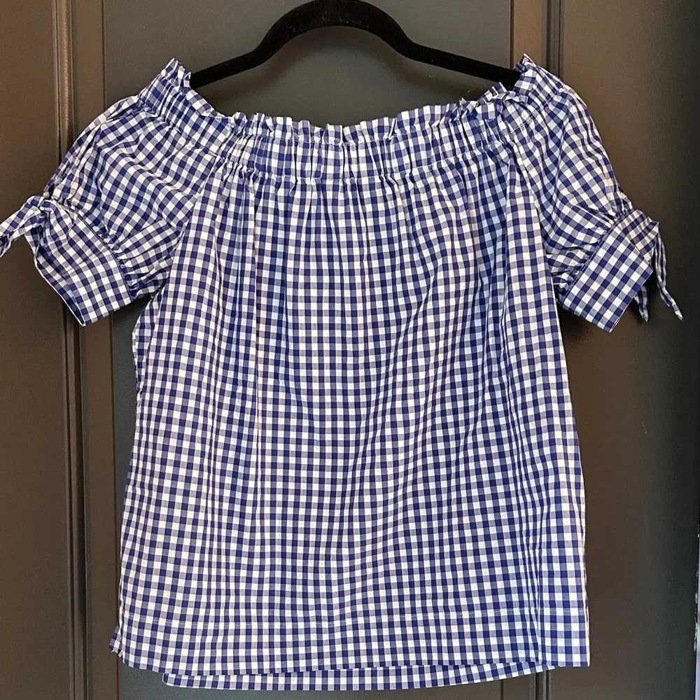 J. Crew Navy Gingham‎ Top